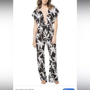 Black and White Palm Print Jumpsuit